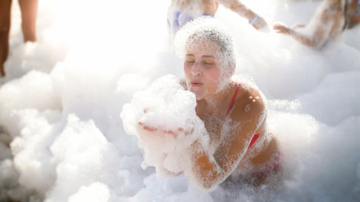 adult foam party in action