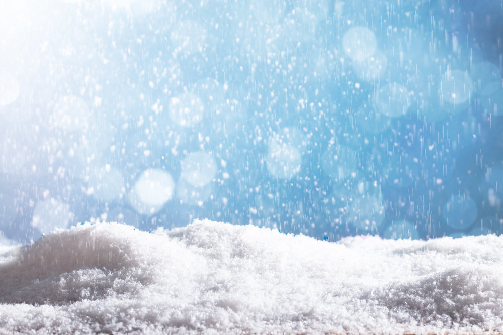 snow indoors from a fake snow machine