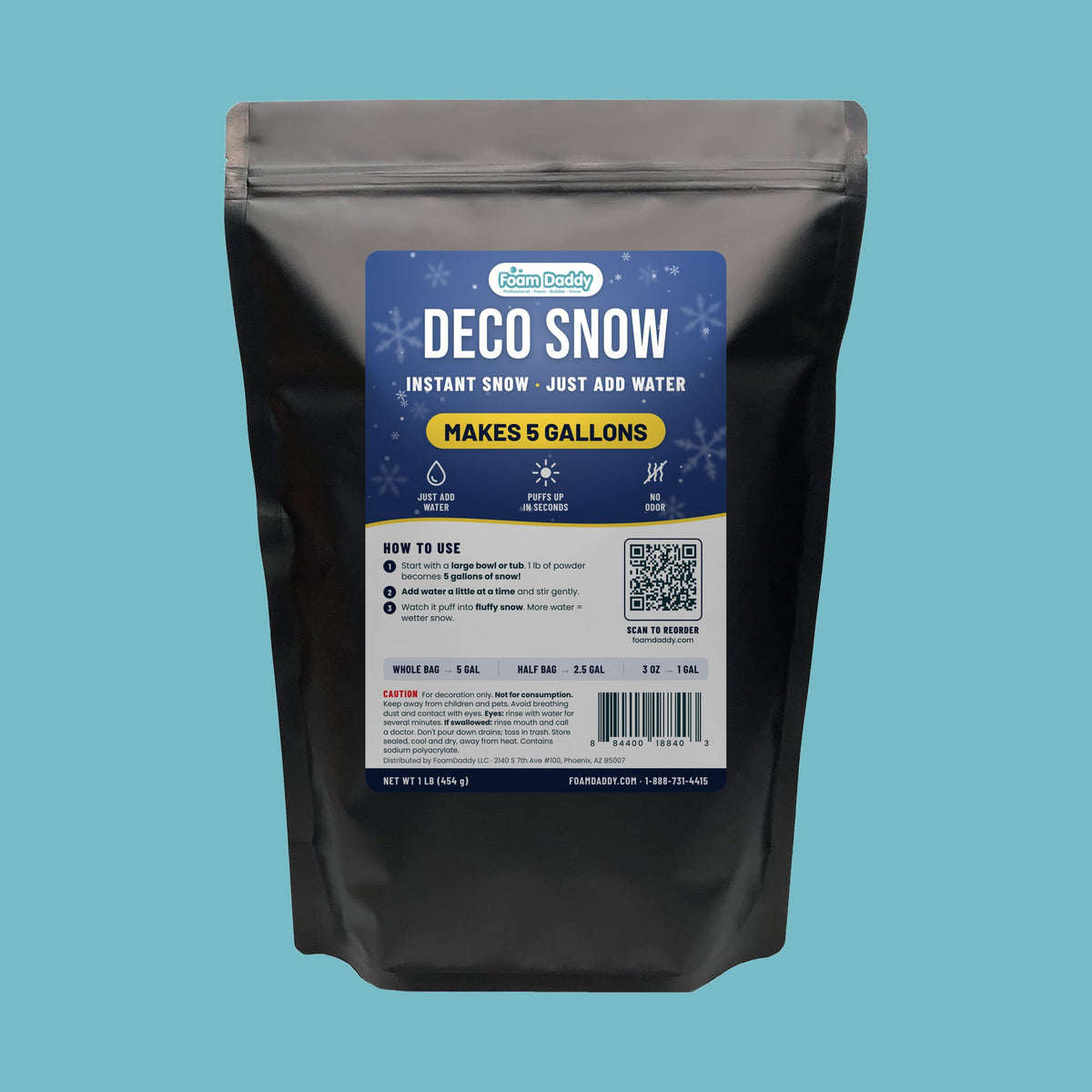 Deco Snow Instant Snow Powder, 1 lb Makes 5 Gallons
