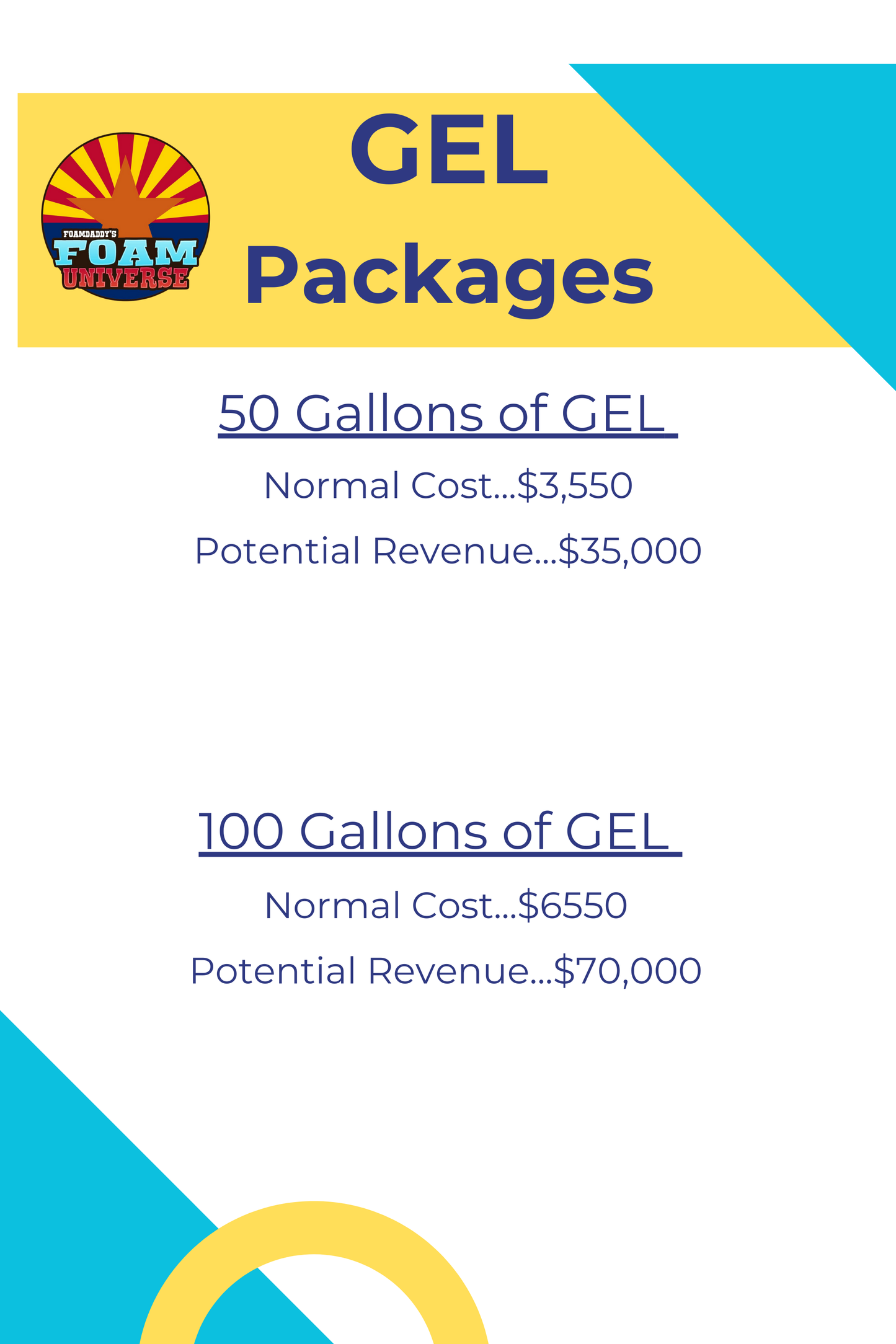 Foam Universe Specials 2026 - 100 gallons gel $4900