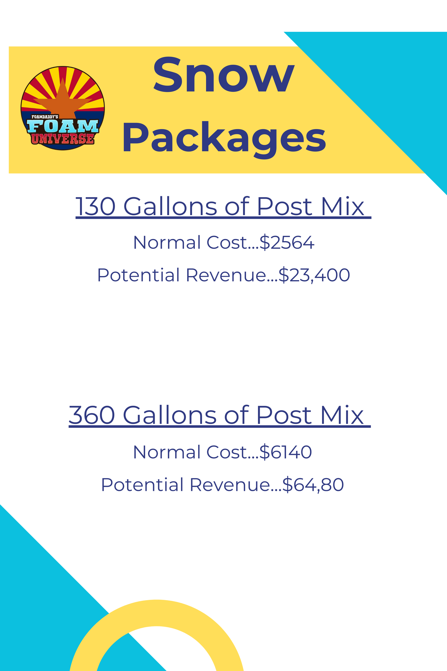 Foam Universe Specials 2026 - 360 gallons of Snow Solution $5000